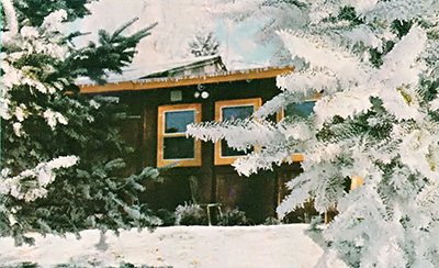 The Gow's secluded lakeside cabin in the dead of a Minnesota winter.